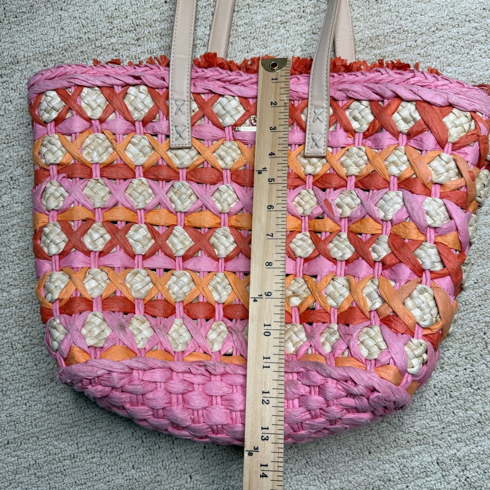 Spartina 449 Daufuskie Island Straw Tote Bag Women's Large‎ Pink Orange Woven - Picture 8 of 9